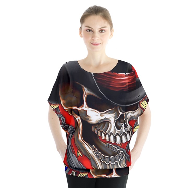 Confederate Flag Usa America United States Csa Civil War Rebel Dixie Military Poster Skull Blouse