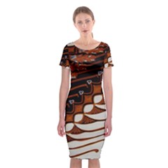 Traditional Batik Sarong Classic Short Sleeve Midi Dress by BangZart