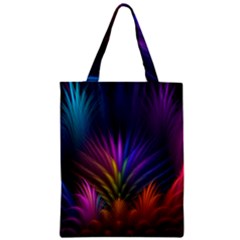 Colored Rays Symmetry Feather Art Zipper Classic Tote Bag by BangZart