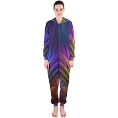 Colored Rays Symmetry Feather Art Hooded Jumpsuit (ladies)  by BangZart