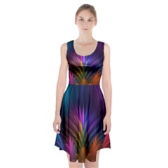 Colored Rays Symmetry Feather Art Racerback Midi Dress by BangZart