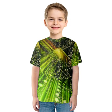 Electronics Machine Technology Circuit Electronic Computer Technics Detail Psychedelic Abstract Patt Kids  Sport Mesh Tee by BangZart