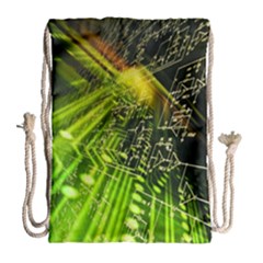 Electronics Machine Technology Circuit Electronic Computer Technics Detail Psychedelic Abstract Patt Drawstring Bag (large) by BangZart