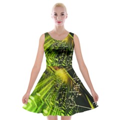 Electronics Machine Technology Circuit Electronic Computer Technics Detail Psychedelic Abstract Patt Velvet Skater Dress by BangZart