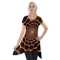 Honeycomb Art Short Sleeve Side Drop Tunic by BangZart