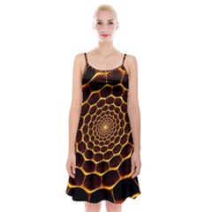 Honeycomb Art Spaghetti Strap Velvet Dress by BangZart