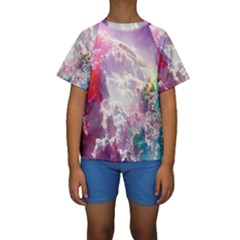 Clouds Multicolor Fantasy Art Skies Kids  Short Sleeve Swimwear by BangZart