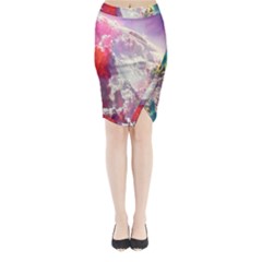 Clouds Multicolor Fantasy Art Skies Midi Wrap Pencil Skirt