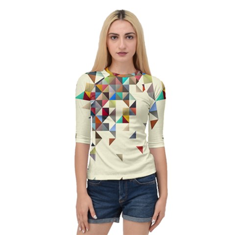 Retro Pattern Of Geometric Shapes Quarter Sleeve Tee by BangZart