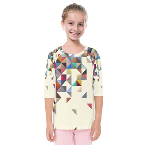 Retro Pattern Of Geometric Shapes Kids  Quarter Sleeve Raglan Tee by BangZart