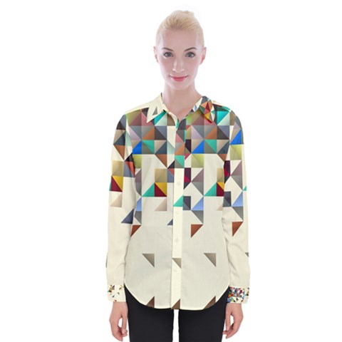 Retro Pattern Of Geometric Shapes Womens Long Sleeve Shirt by BangZart