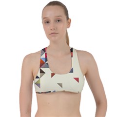 Retro Pattern Of Geometric Shapes Criss Cross Racerback Sports Bra