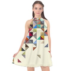 Retro Pattern Of Geometric Shapes Halter Neckline Chiffon Dress  by BangZart