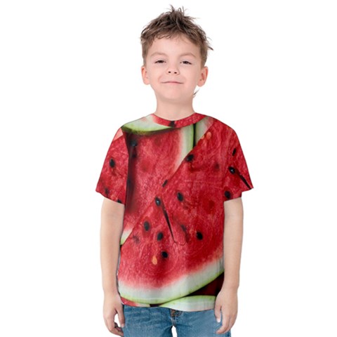 Fresh Watermelon Slices Texture Kids  Cotton Tee by BangZart