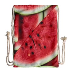 Fresh Watermelon Slices Texture Drawstring Bag (large) by BangZart