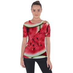 Fresh Watermelon Slices Texture Short Sleeve Top