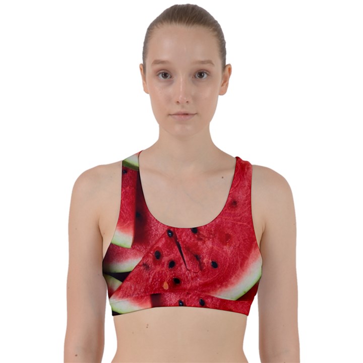 Fresh Watermelon Slices Texture Back Weave Sports Bra