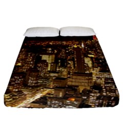 New York City At Night Future City Night Fitted Sheet (california King Size) by BangZart