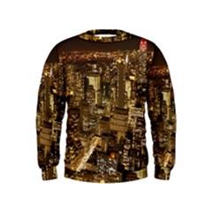 New York City At Night Future City Night Kids  Sweatshirt by BangZart