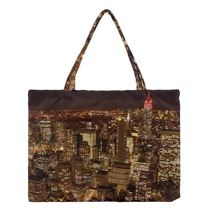 New York City At Night Future City Night Medium Tote Bag