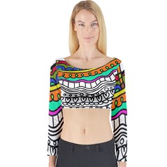 Abstract Apple Art Colorful Long Sleeve Crop Top by Nexatart