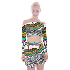 Abstract Apple Art Colorful Off Shoulder Top With Skirt Set by Nexatart