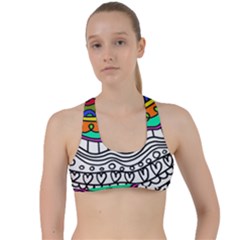 Abstract Apple Art Colorful Criss Cross Racerback Sports Bra