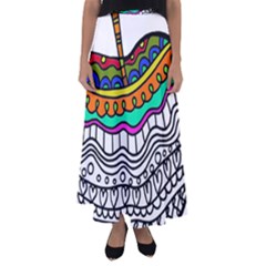 Abstract Apple Art Colorful Flared Maxi Skirt