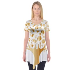 Abstract Book Floral Food Icons Short Sleeve Tunic  by Nexatart