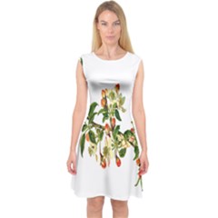 Apple Branch Deciduous Fruit Capsleeve Midi Dress by Nexatart