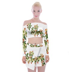 Apple Branch Deciduous Fruit Off Shoulder Top With Skirt Set by Nexatart