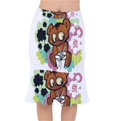 Bear Cute Baby Cartoon Chinese Mermaid Skirt by Nexatart