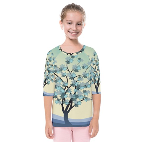 Branches Field Flora Forest Fruits Kids  Quarter Sleeve Raglan Tee by Nexatart