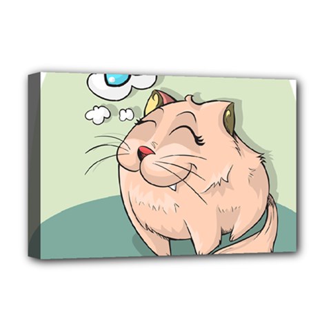 Cat Animal Fish Thinking Cute Pet Deluxe Canvas 18  X 12   by Nexatart