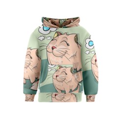 Cat Animal Fish Thinking Cute Pet Kids  Pullover Hoodie by Nexatart