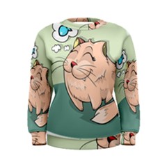 Cat Animal Fish Thinking Cute Pet Women s Sweatshirt by Nexatart