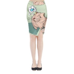 Cat Animal Fish Thinking Cute Pet Midi Wrap Pencil Skirt by Nexatart