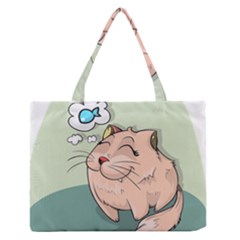 Cat Animal Fish Thinking Cute Pet Medium Zipper Tote Bag by Nexatart