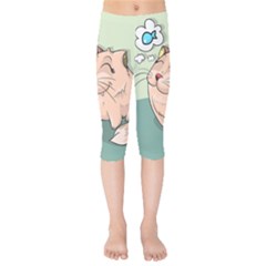 Cat Animal Fish Thinking Cute Pet Kids  Capri Leggings  by Nexatart