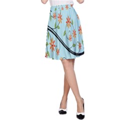 Branch Floral Flourish Flower A-line Skirt by Nexatart