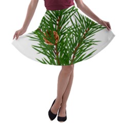 Branch Floral Green Nature Pine A-line Skater Skirt by Nexatart