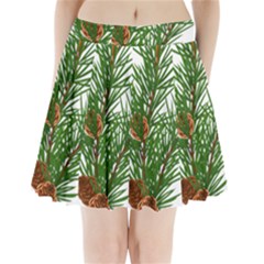 Branch Floral Green Nature Pine Pleated Mini Skirt by Nexatart