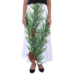 Branch Floral Green Nature Pine Flared Maxi Skirt by Nexatart