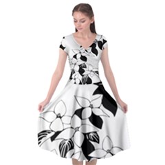 Ecological Floral Flowers Leaf Cap Sleeve Wrap Front Dress by Nexatart