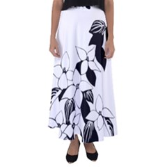 Ecological Floral Flowers Leaf Flared Maxi Skirt by Nexatart