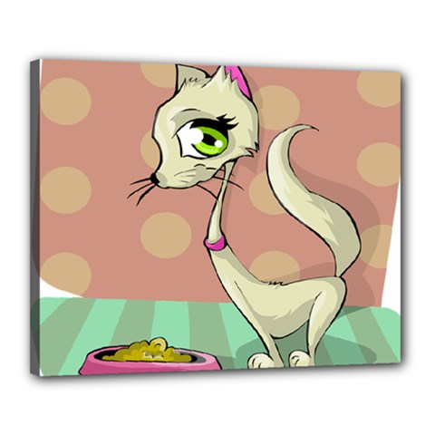 Cat Food Eating Breakfast Gourmet Canvas 20  X 16  by Nexatart