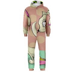 Cat Food Eating Breakfast Gourmet Hooded Jumpsuit (men)  by Nexatart