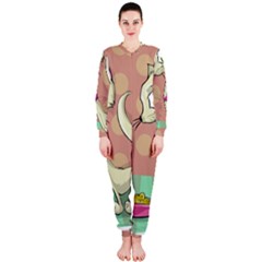 Cat Food Eating Breakfast Gourmet Onepiece Jumpsuit (ladies)  by Nexatart