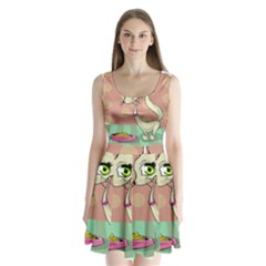 Cat Food Eating Breakfast Gourmet Split Back Mini Dress  by Nexatart