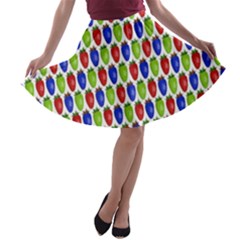 Colorful Shiny Eat Edible Food A-line Skater Skirt by Nexatart